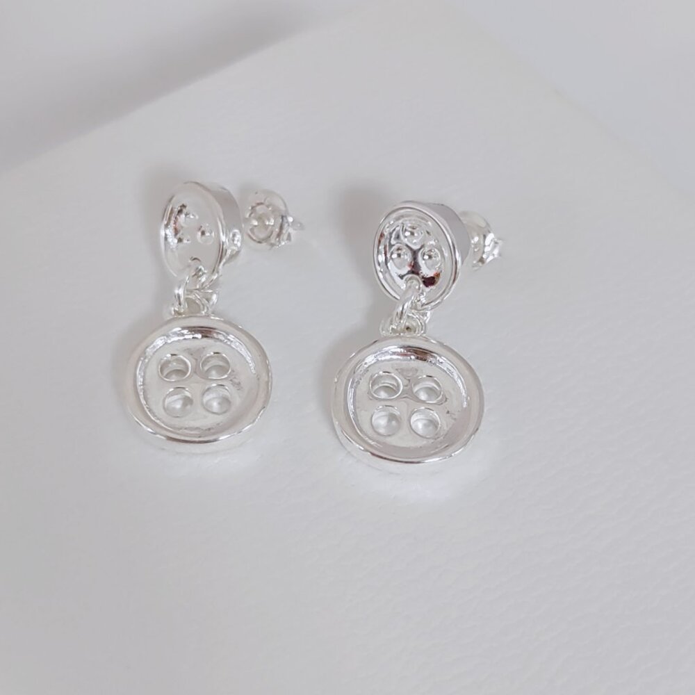 Uno de 50 Double Trouble Earring Button Earring, Long Stud Earring Silver Plated - Picture 3 of 8